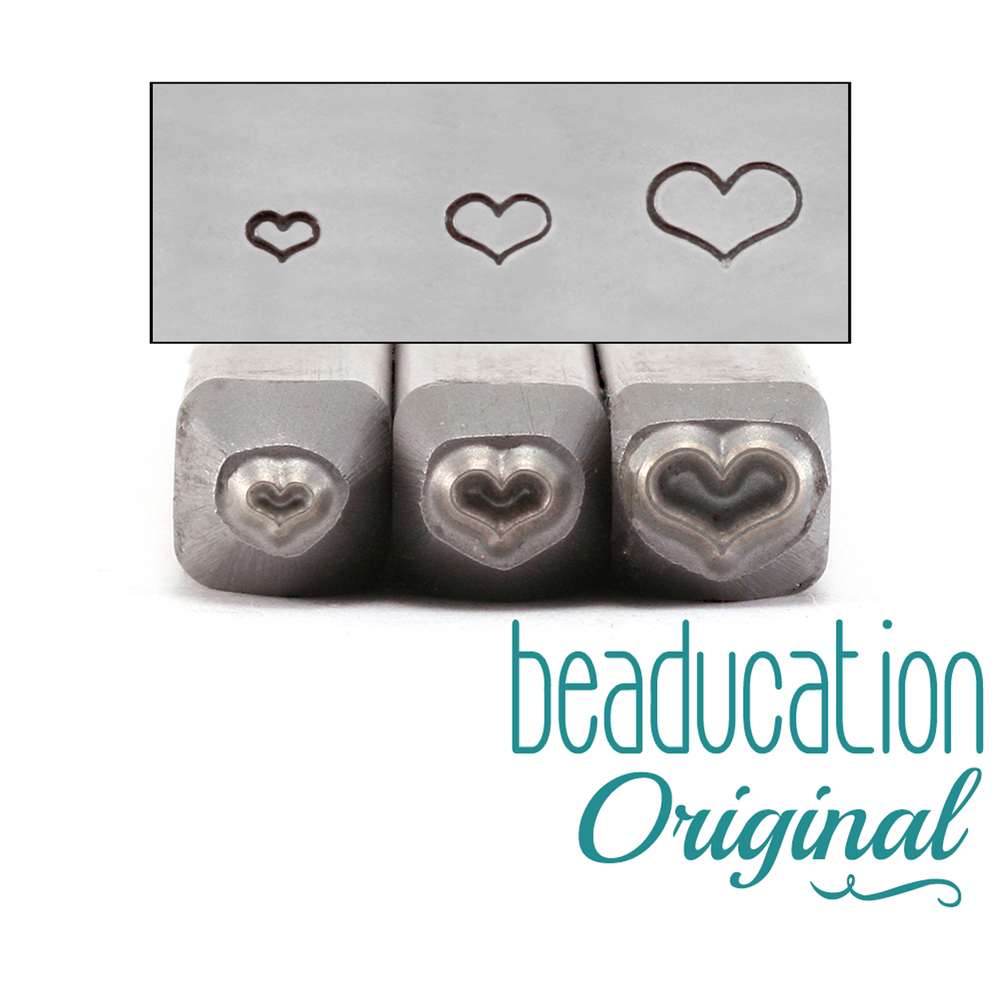 Metal Stamping Tools Fat Heart Metal Design Stamp Trio - 2mm, 3mm and 4.5mm - Beaducation Original